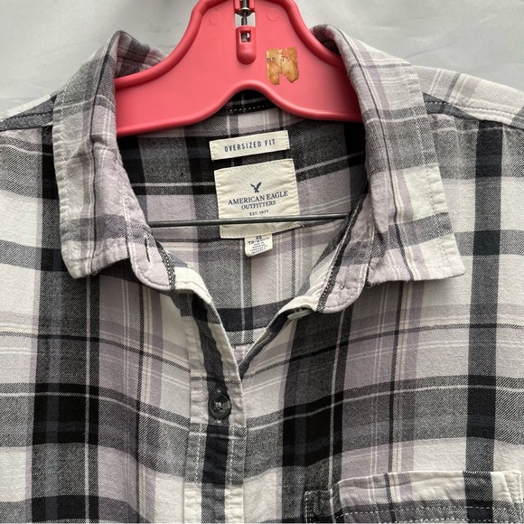 American Eagle Flannel - Oversized fit - lilac white black - Picture 3 of 5